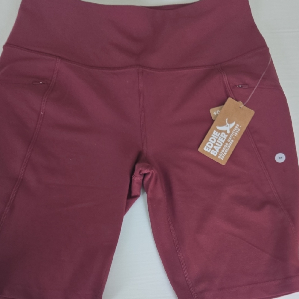 Eddie Bauer Women's High-Rise Wine Athletic Bike Shorts